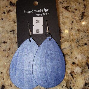 Custom Wood Earrings with Nickel-Free Backing | Handmade Teardrop Jewelry